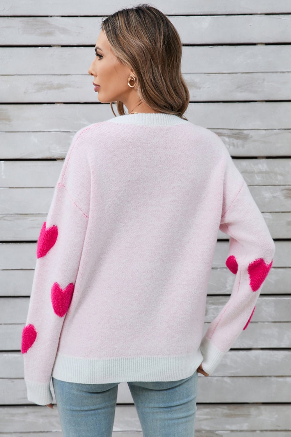 Angel Wings Heart Round Neck Long Sleeve Sweater | Trending Chic NZ