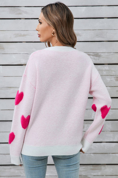 Angel Wings Heart Round Neck Long Sleeve Sweater | Trending Chic NZ