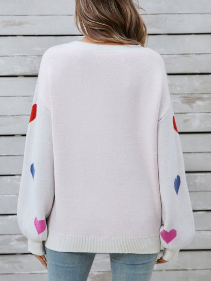 Angel Wings Heart Round Neck Long Sleeve Sweater | Trending Chic NZ