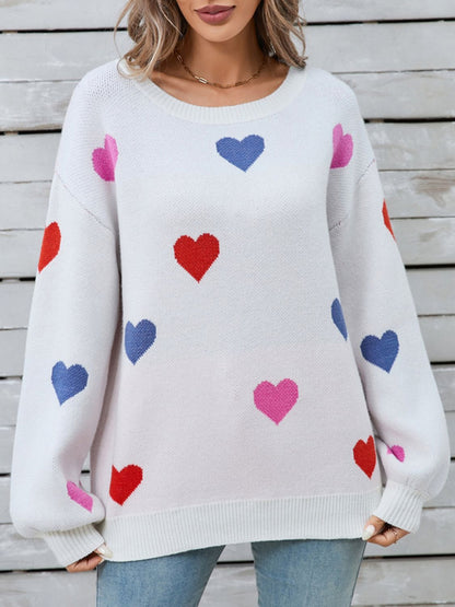 Angel Wings Heart Round Neck Long Sleeve Sweater | Trending Chic NZ