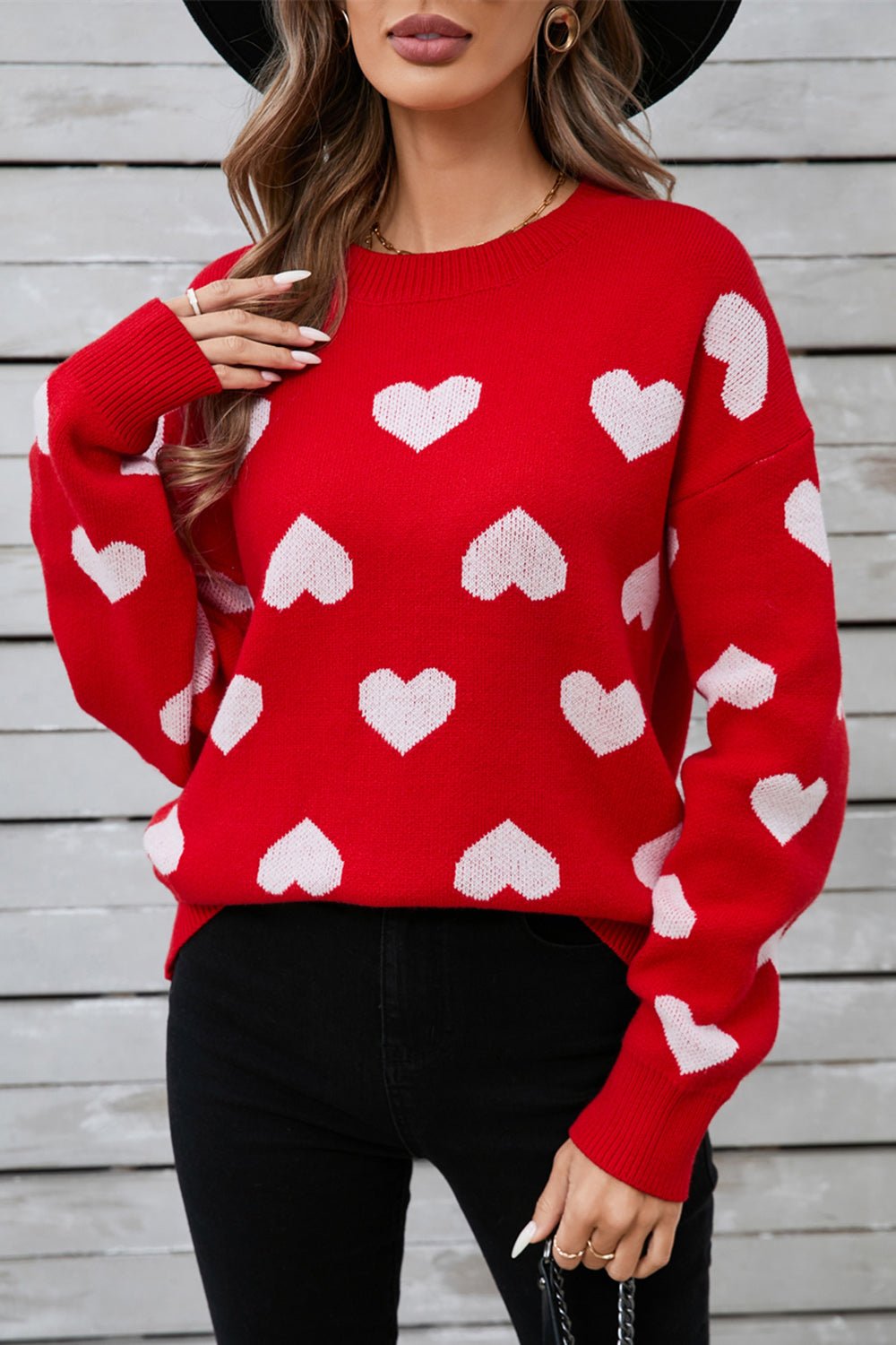 Angel Wings Heart Round Neck Long Sleeve Sweater | Trending Chic NZ