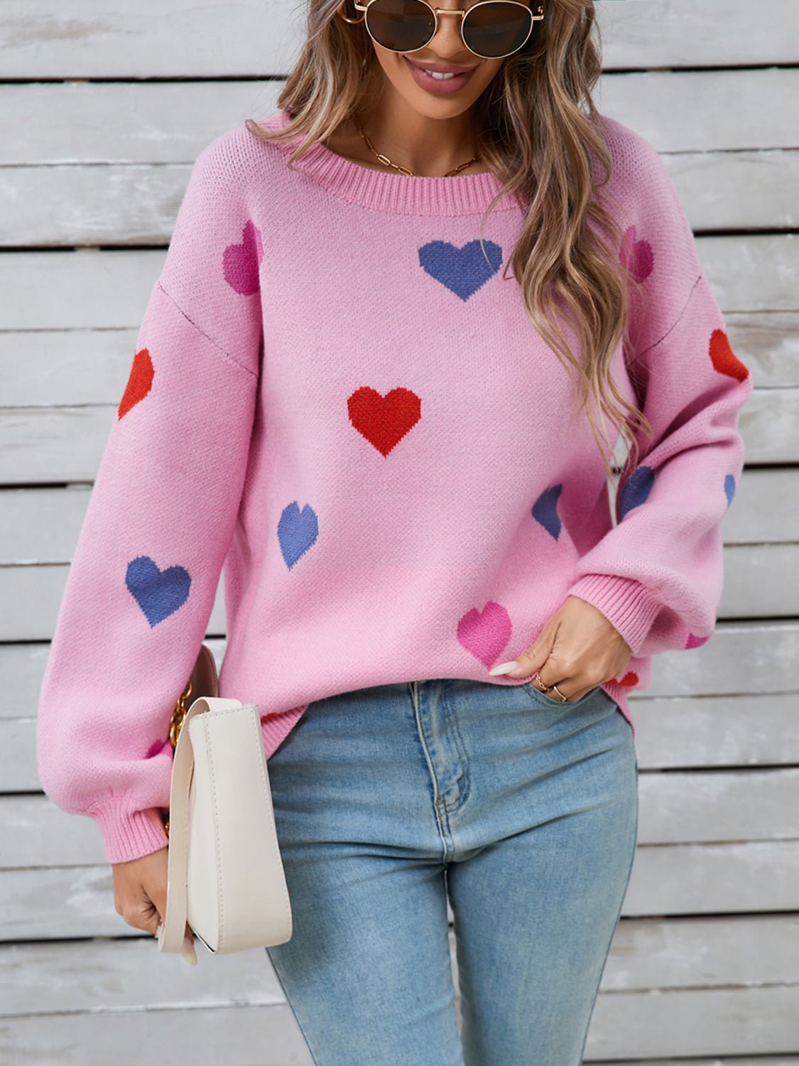 Angel Wings Heart Round Neck Long Sleeve Sweater | Trending Chic NZ