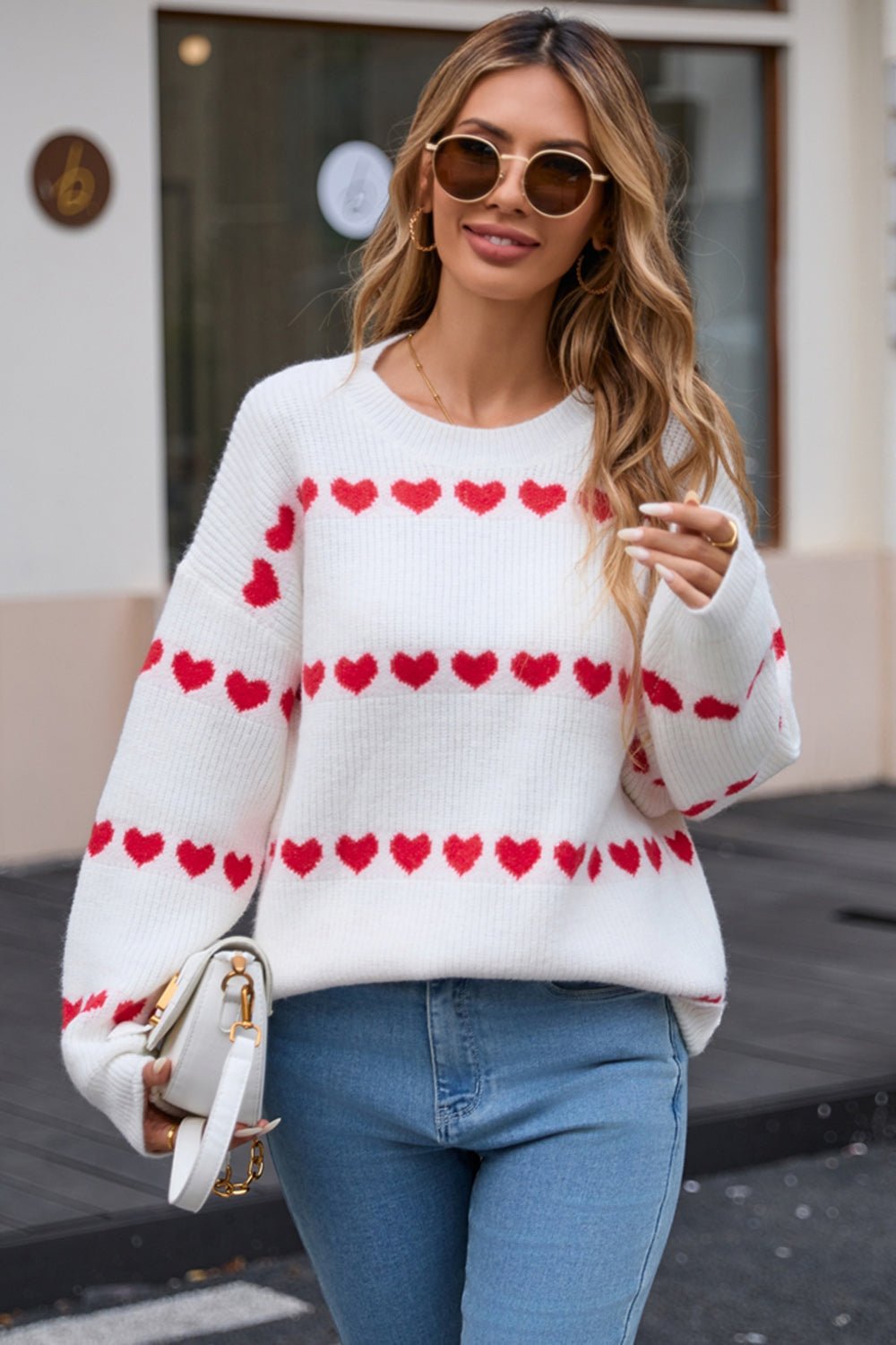 Angel Wings Heart Round Neck Long Sleeve Sweater | Trending Chic NZ