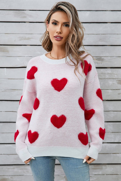 Angel Wings Heart Round Neck Long Sleeve Sweater | Trending Chic NZ