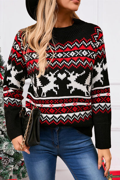 Angel Wings Reindeer Round Neck Long Sleeve Sweater | Trending Chic NZ