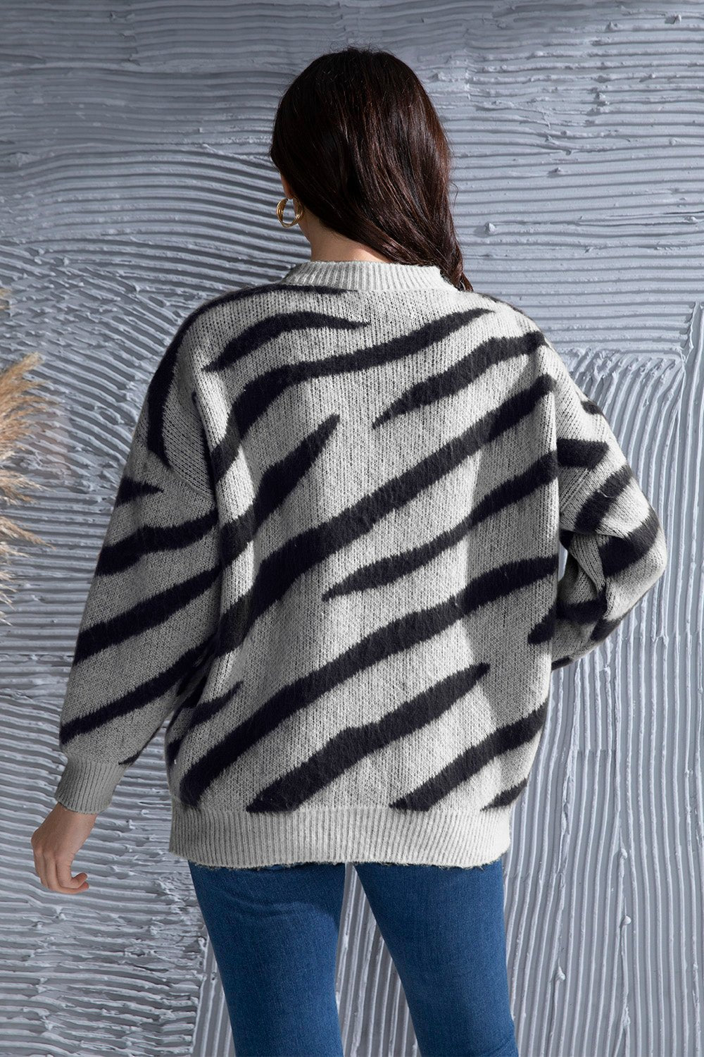 Animal Element Round Neck Dropped Shoulder Sweater | Trending Chic NZ