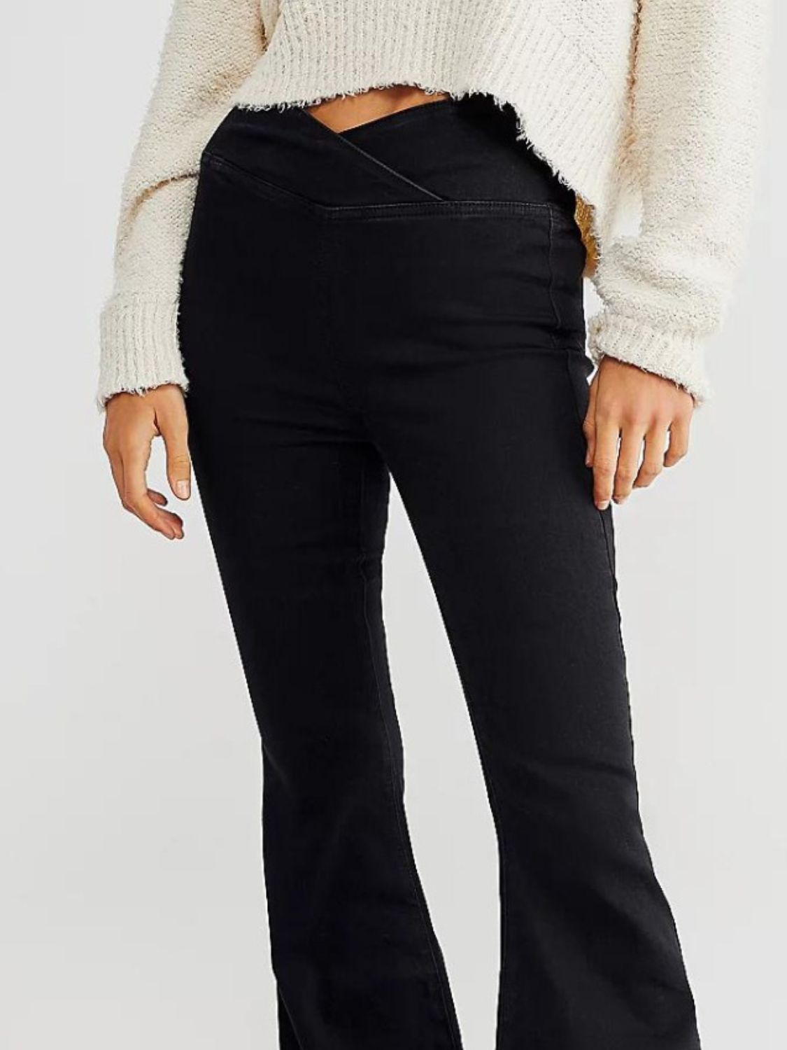 Asymmetric Waist Flare Jeans | Trending Chic NZ