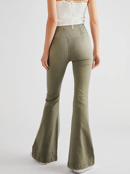 Asymmetric Waist Flare Jeans | Trending Chic NZ