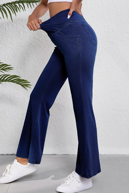 Asymmetric Waist Flare Jeans | Trending Chic NZ