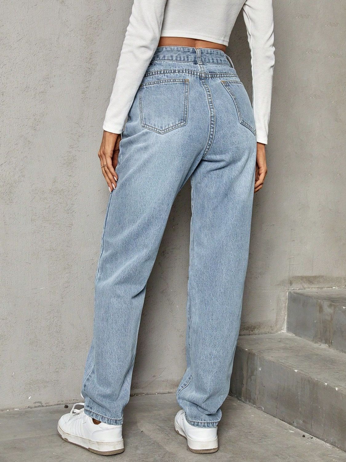 Asymmetric Waist Jeans with Pockets | Trending Chic NZ