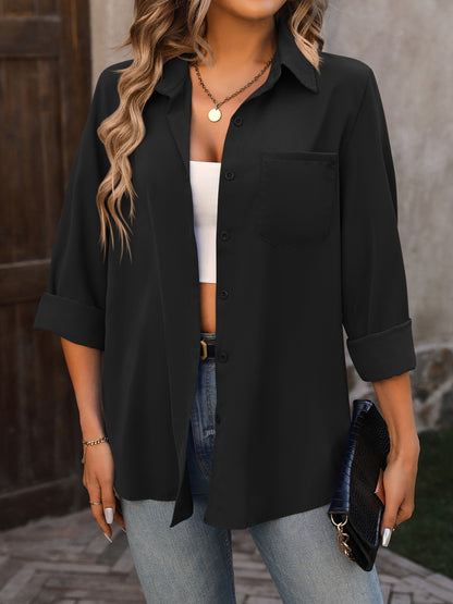 Mandy Button Up Collared Neck Long Sleeve Shirt