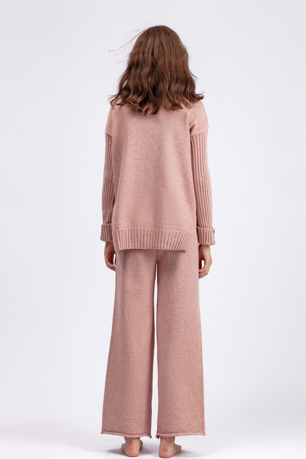 Basic Bae High - Low Turtleneck Long Sleeve Top and Pants Sweater Set | Trending Chic NZ