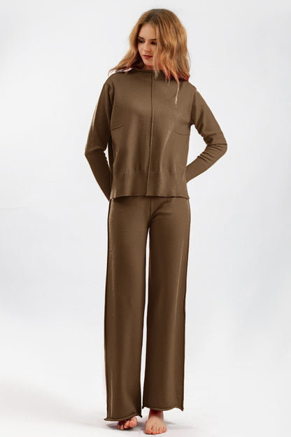 Basic Bae Mock Neck Long Sleeve Top and Pants Sweater Set | Trending Chic NZ