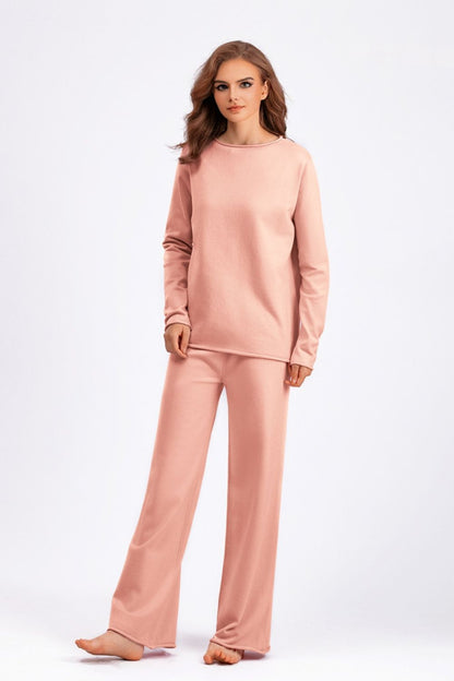 Basic Bae Rolled Round Neck Top and Pants Sweater Set | Trending Chic NZ