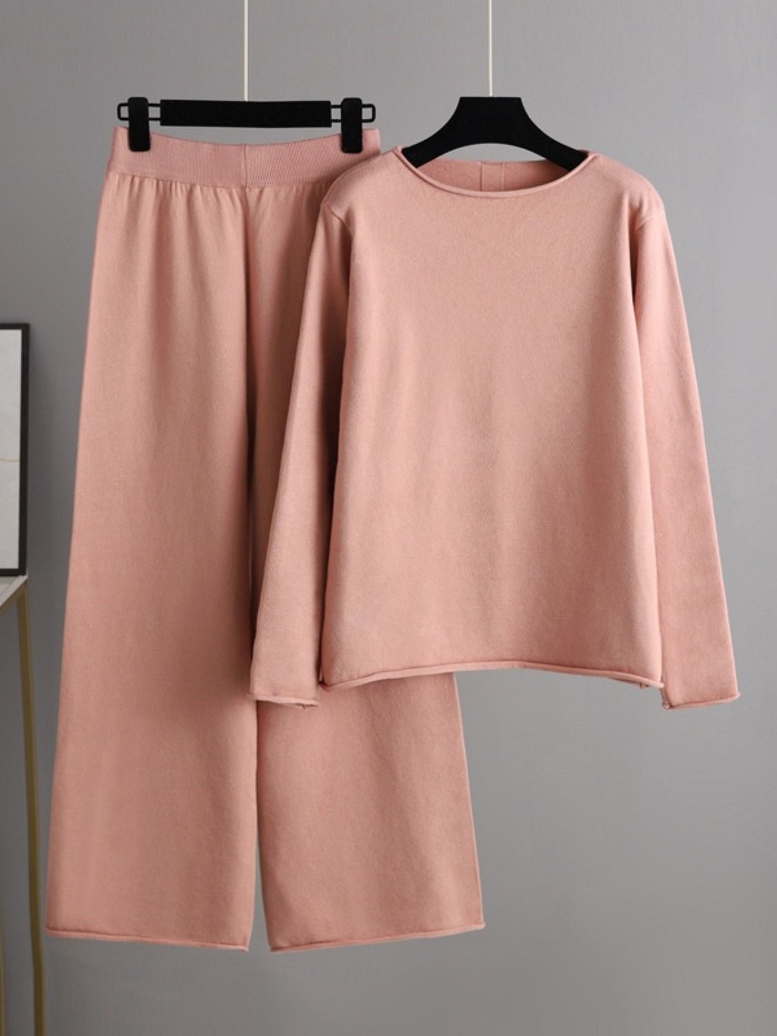 Basic Bae Rolled Round Neck Top and Pants Sweater Set | Trending Chic NZ