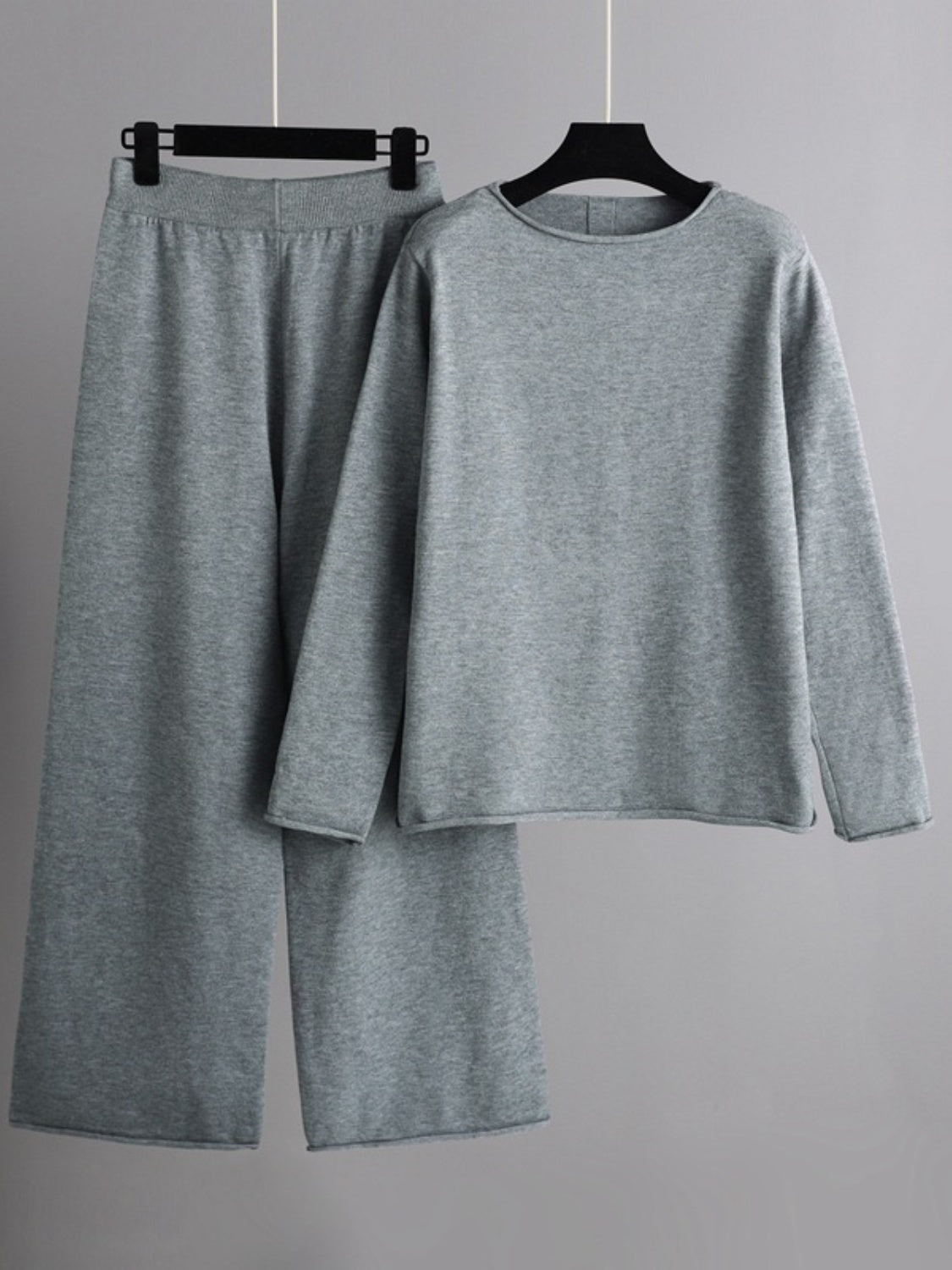 Basic Bae Rolled Round Neck Top and Pants Sweater Set | Trending Chic NZ