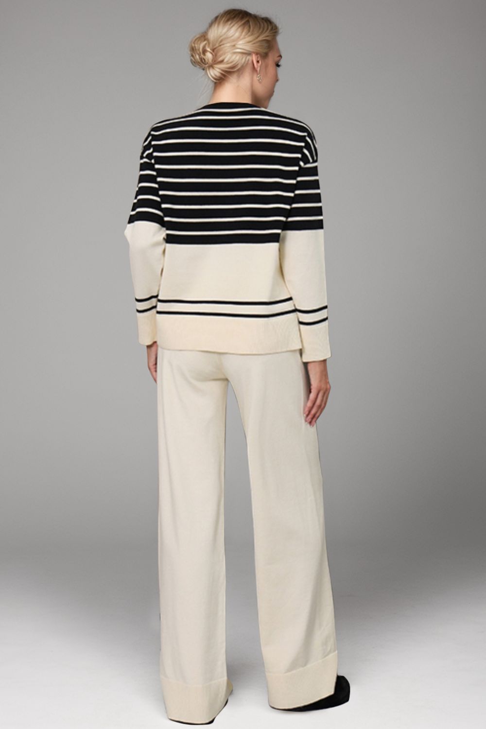 Basic Bae Striped Round Neck Long Sleeve Top and Pants Sweater Set | Trending Chic NZ