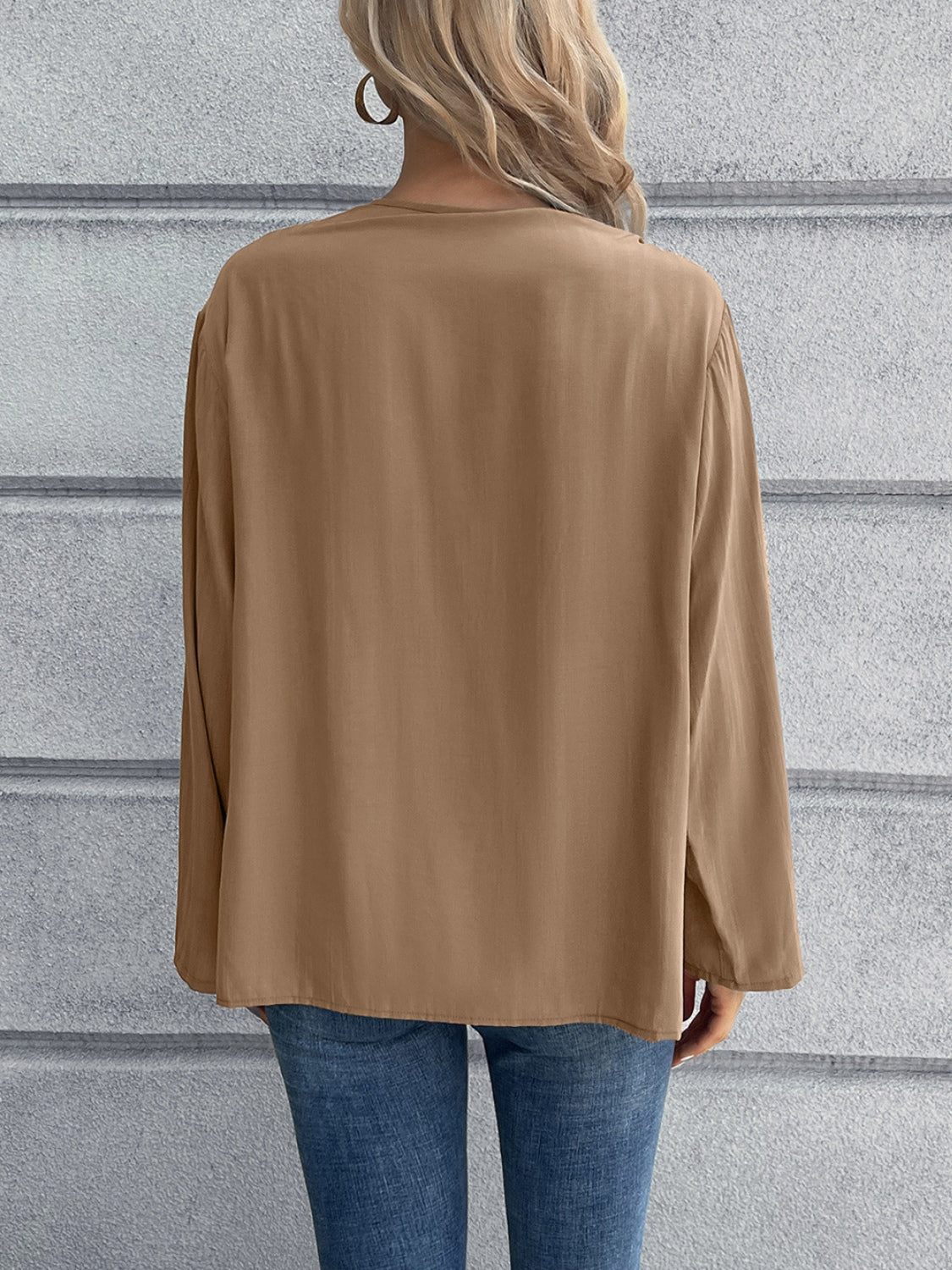 Ivy Lane Half Button Long Sleeve Blouse