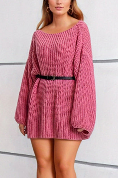 Boat Neck Dropped Shoulder Mini Sweater Dress | Trending Chic NZ