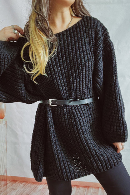 Boat Neck Dropped Shoulder Mini Sweater Dress | Trending Chic NZ