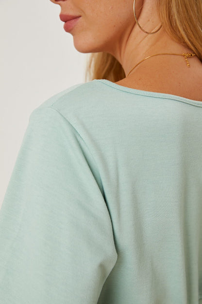 Boat Neck Lantern Sleeve Blouse | Trending Chic NZ