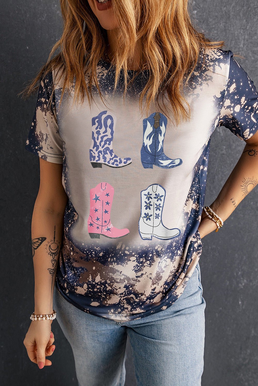 Boots Graphic Round Neck Short Sleeve T-Shirt | Trending Chic NZ