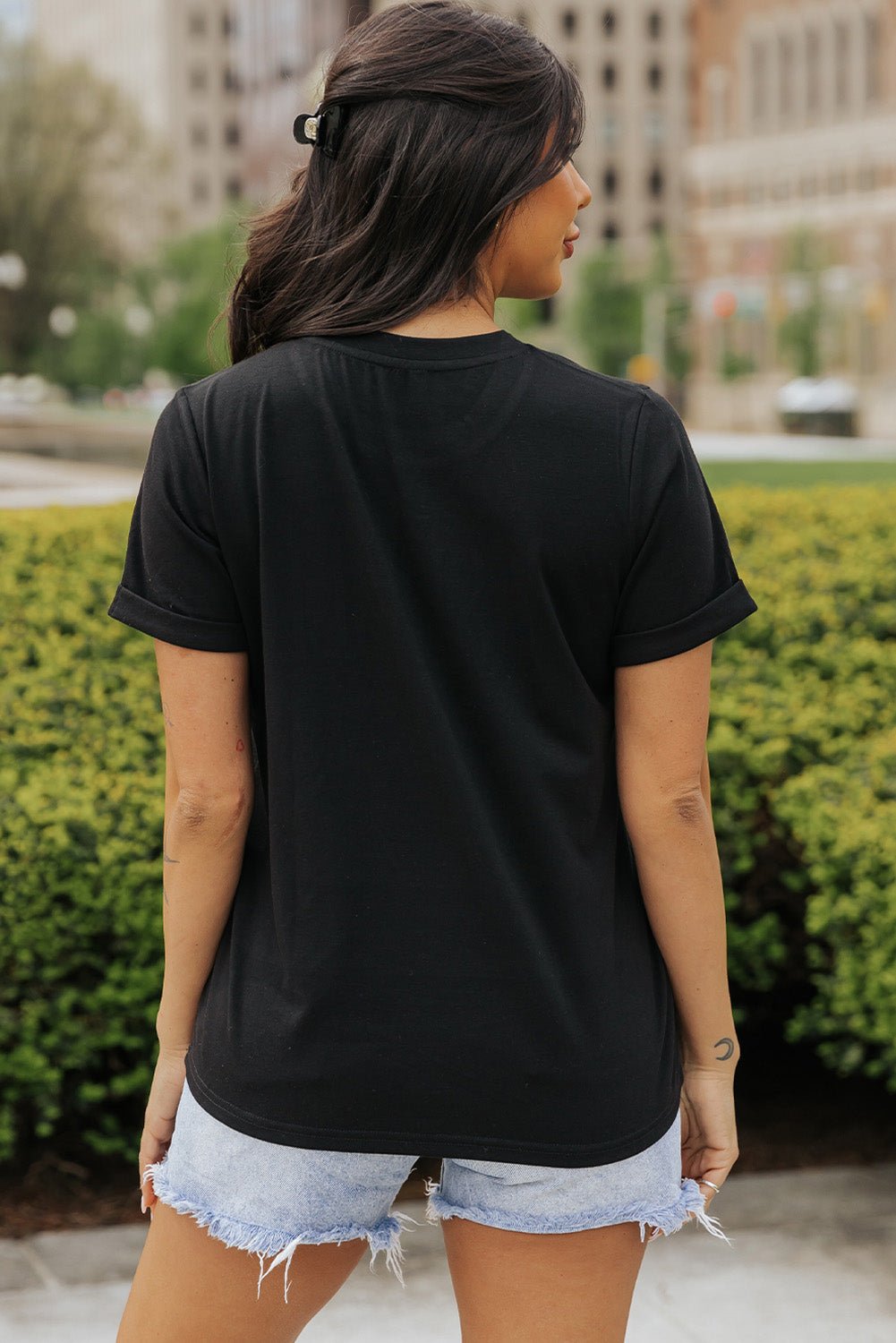 Bow Graphic Round Neck Short Sleeve T-Shirt | Trending Chic NZ