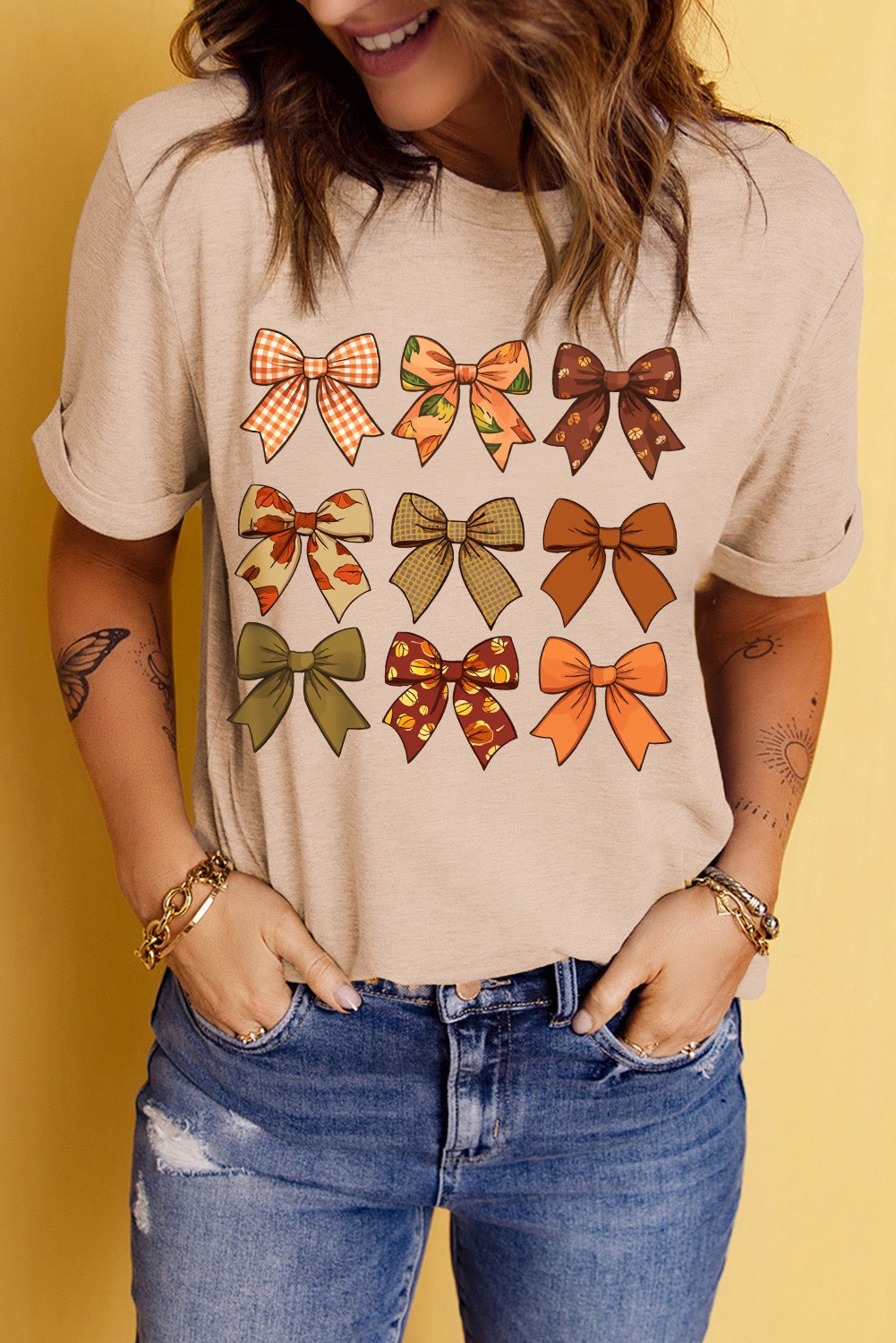 Bow Graphic Round Neck Short Sleeve T-Shirt | Trending Chic NZ