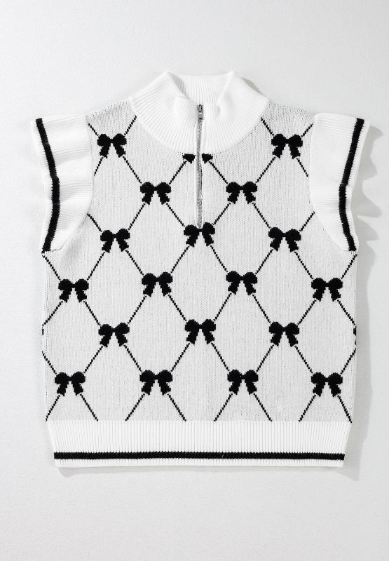 Bow Half Zip Sweater Vest | Trending Chic NZ