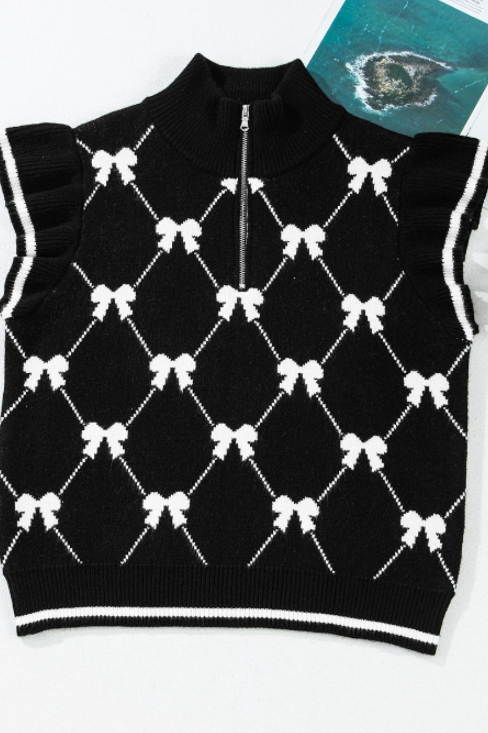 Bow Half Zip Sweater Vest | Trending Chic NZ