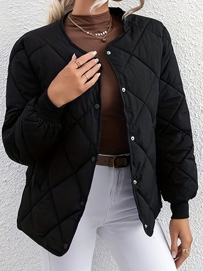 Bubble Texture Snap Down Long Sleeve Winter Coat | Trending Chic NZ