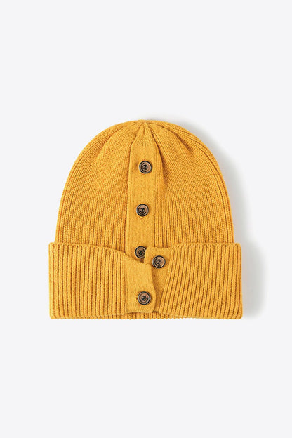 Button Detail Rib - Knit Cuff Beanie | Trending Chic NZ