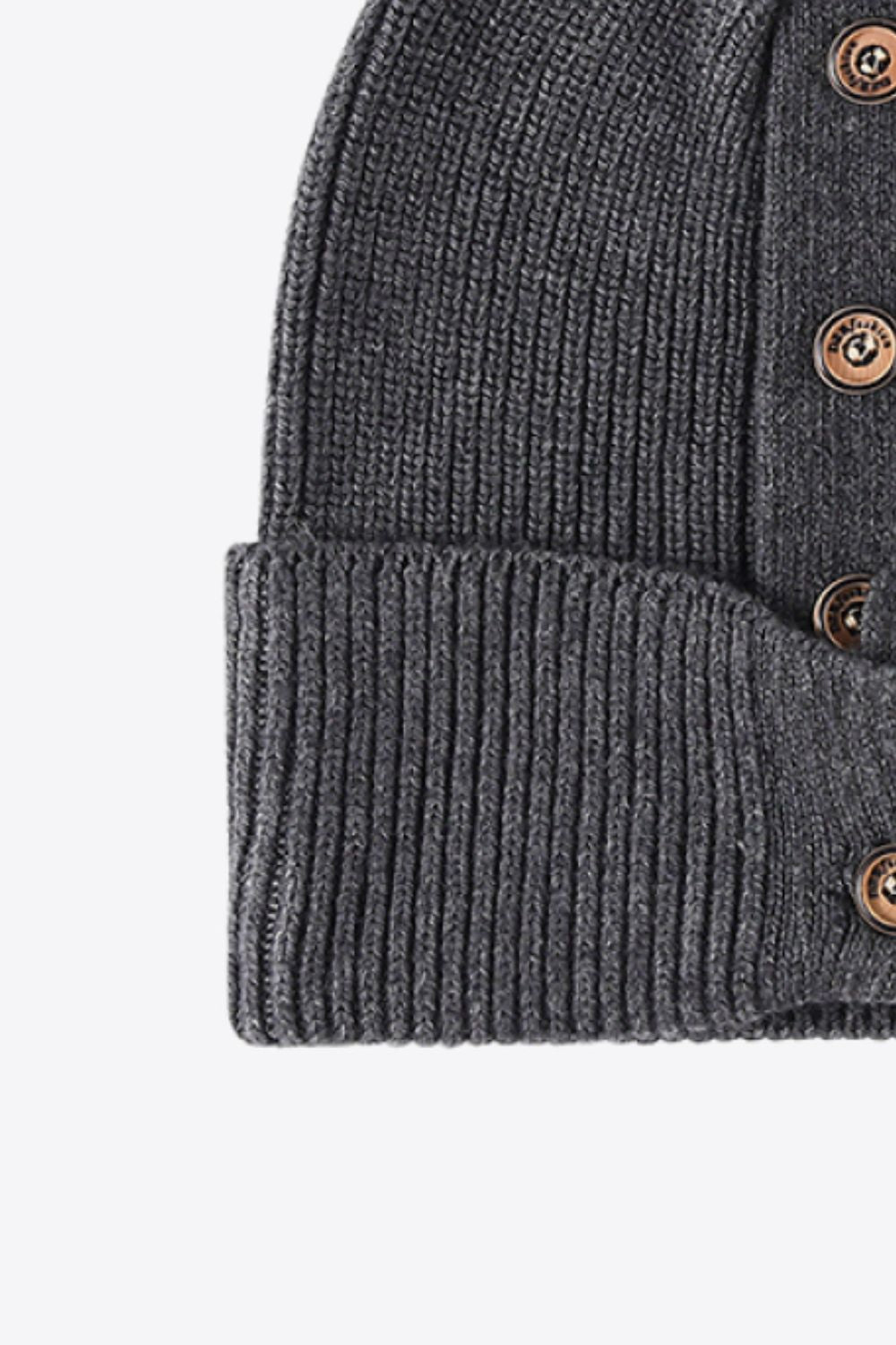 Button Detail Rib - Knit Cuff Beanie | Trending Chic NZ