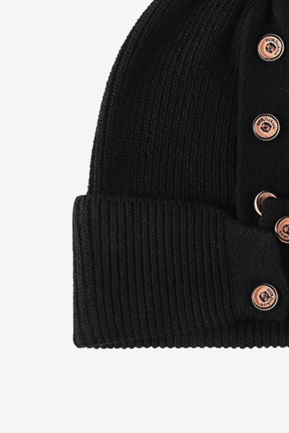 Button Detail Rib - Knit Cuff Beanie | Trending Chic NZ