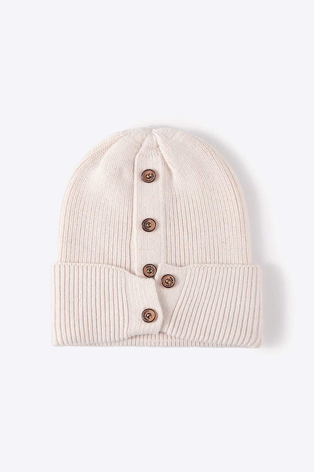 Button Detail Rib - Knit Cuff Beanie | Trending Chic NZ