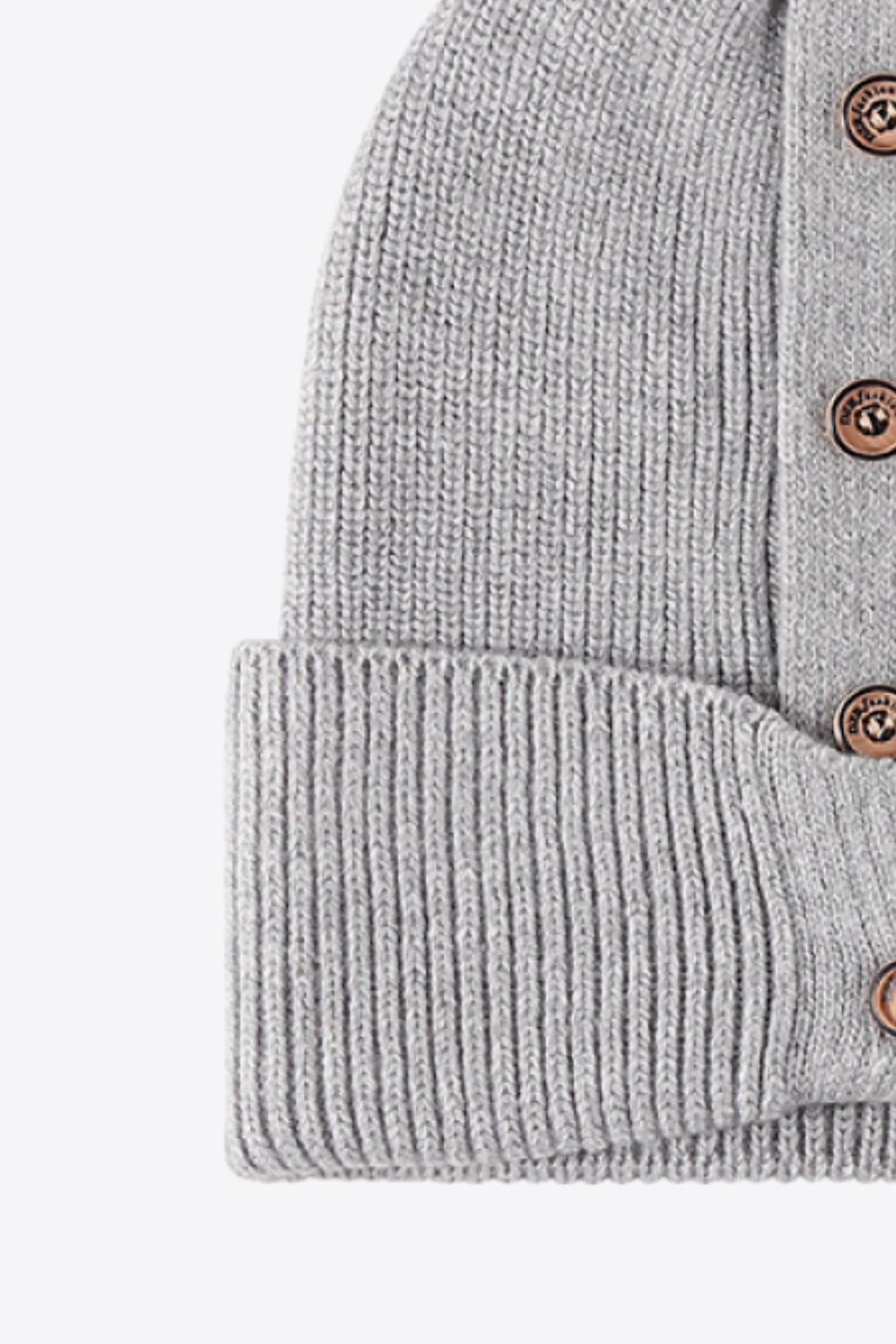 Button Detail Rib - Knit Cuff Beanie | Trending Chic NZ