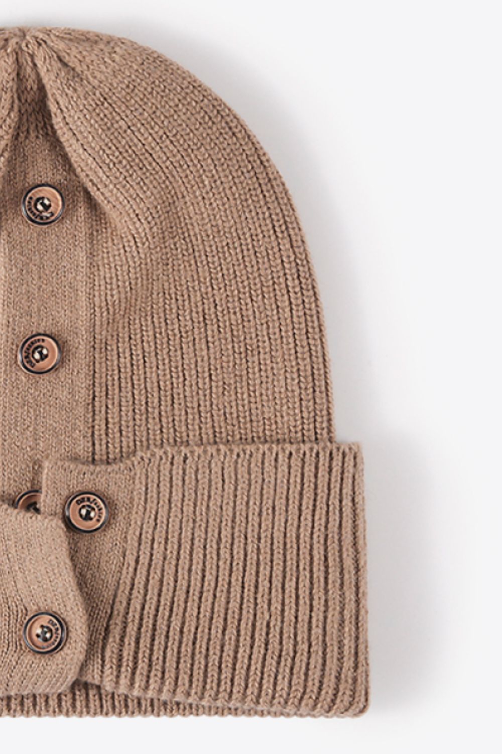 Button Detail Rib - Knit Cuff Beanie | Trending Chic NZ