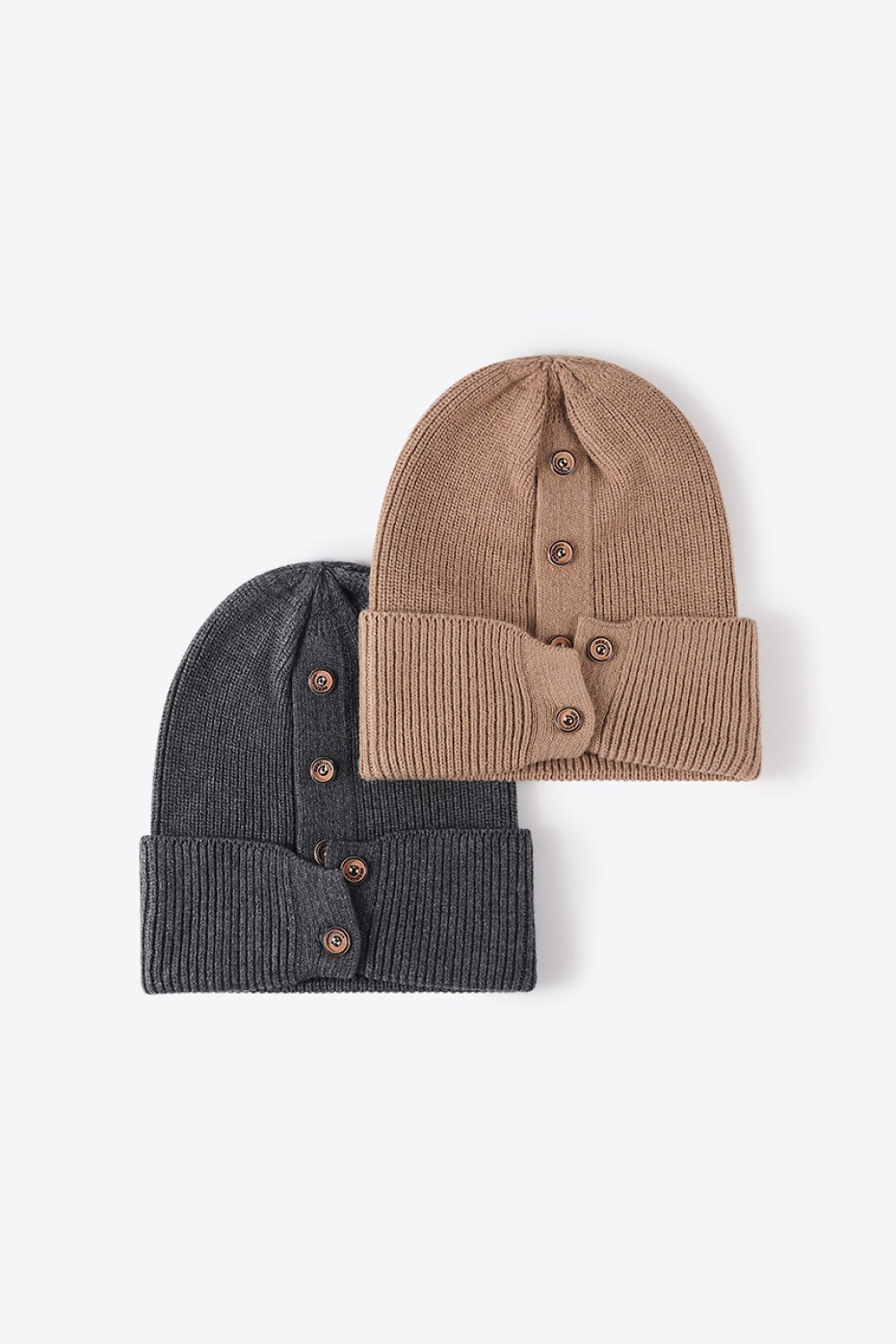 Button Detail Rib - Knit Cuff Beanie | Trending Chic NZ