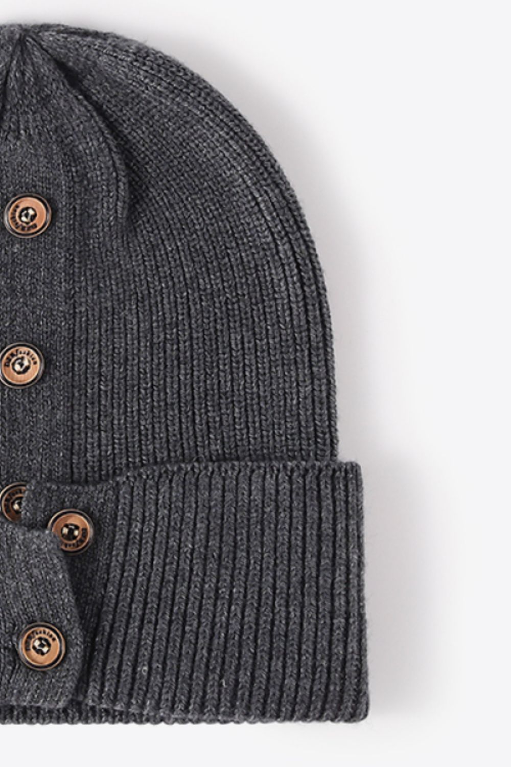 Button Detail Rib - Knit Cuff Beanie | Trending Chic NZ