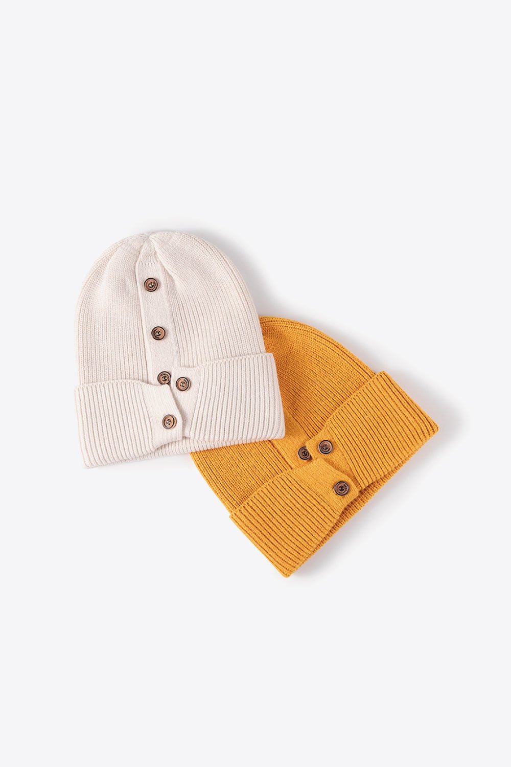 Button Detail Rib - Knit Cuff Beanie | Trending Chic NZ