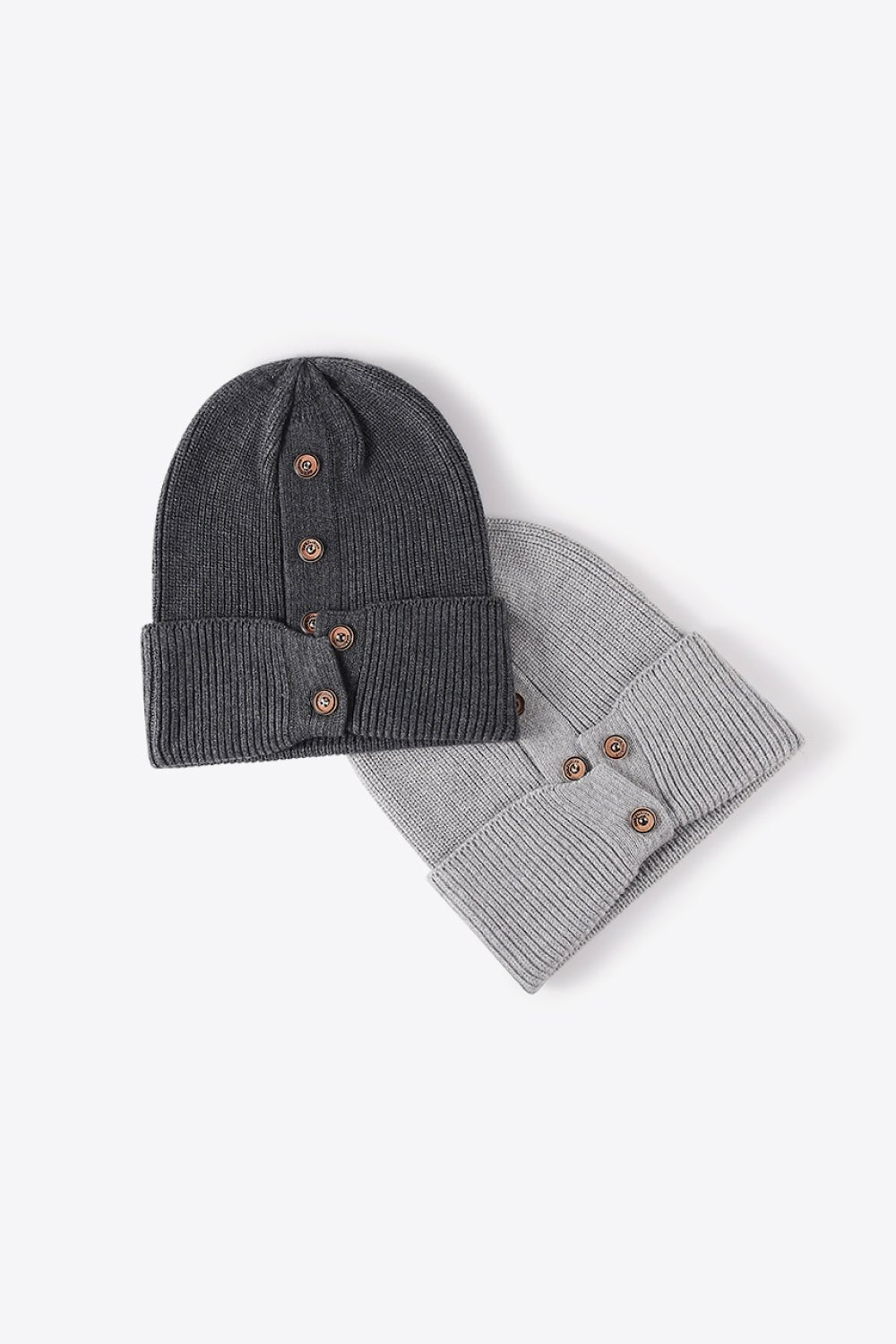 Button Detail Rib - Knit Cuff Beanie | Trending Chic NZ