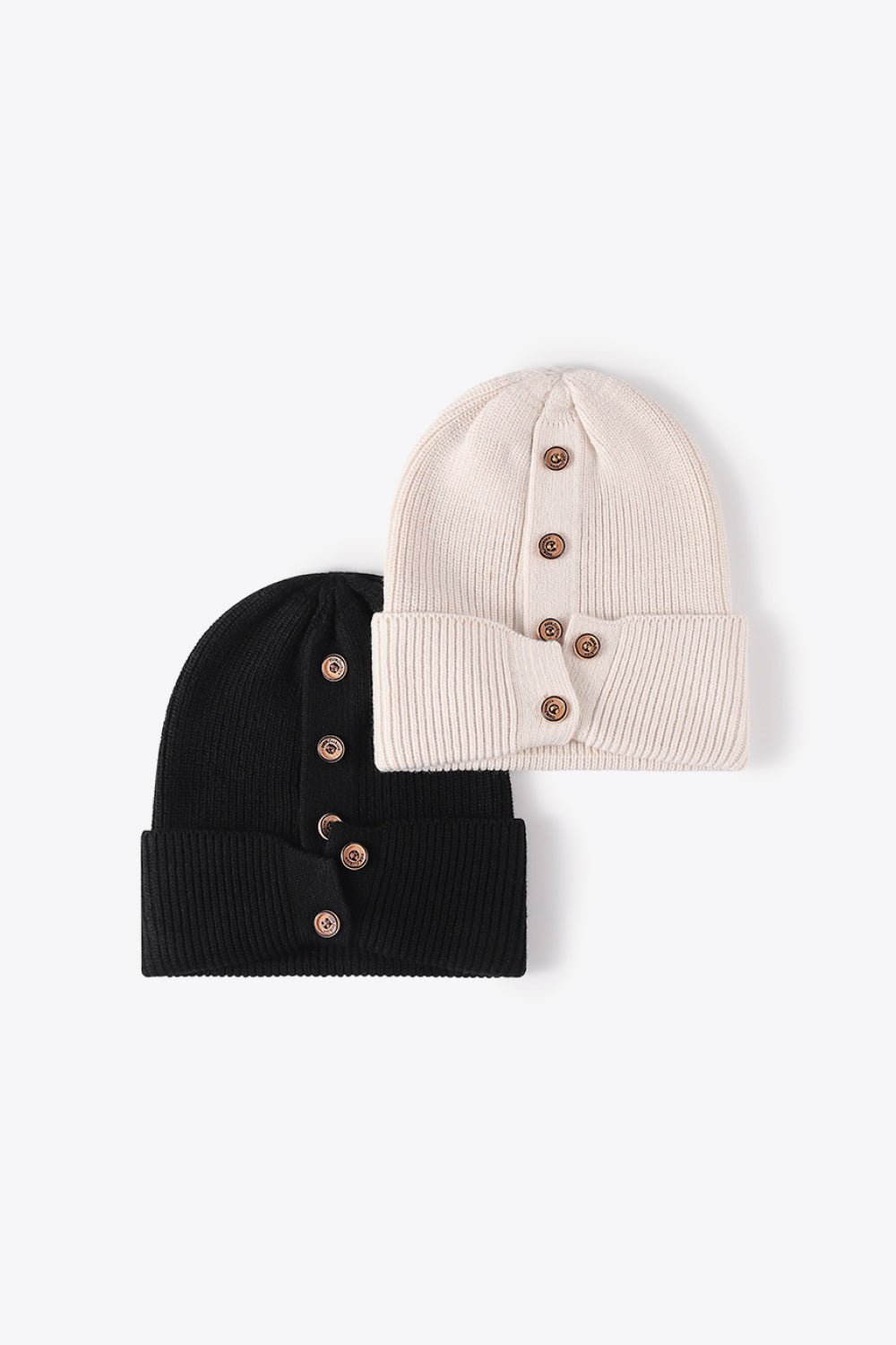 Button Detail Rib - Knit Cuff Beanie | Trending Chic NZ