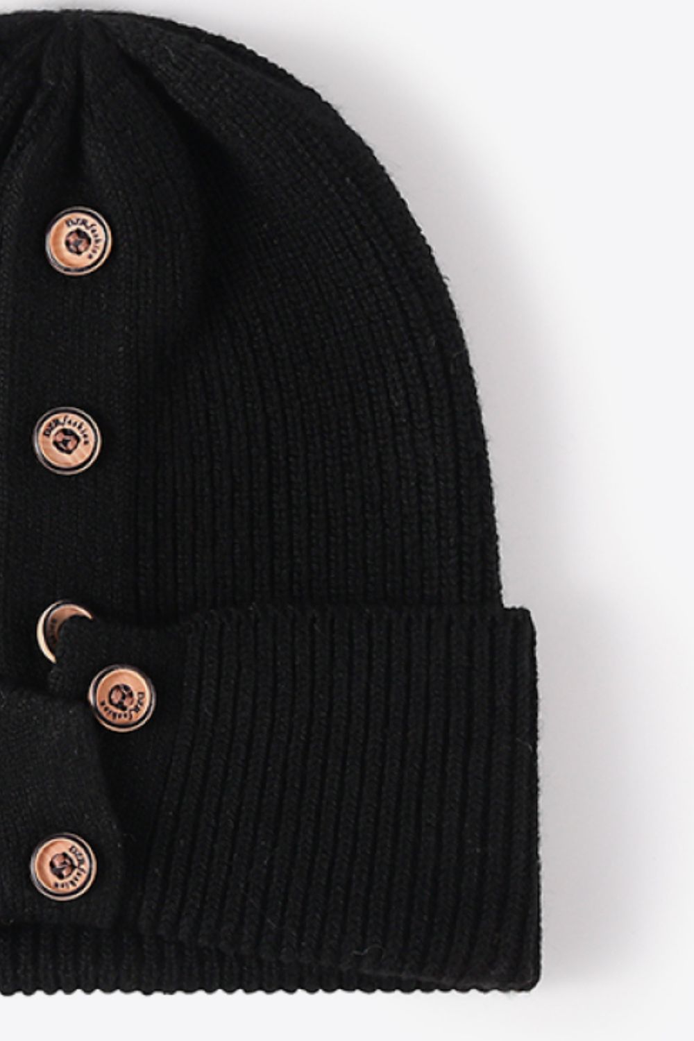 Button Detail Rib - Knit Cuff Beanie | Trending Chic NZ