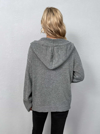 Button - Down Long Sleeve Hooded Sweater | Trending Chic NZ