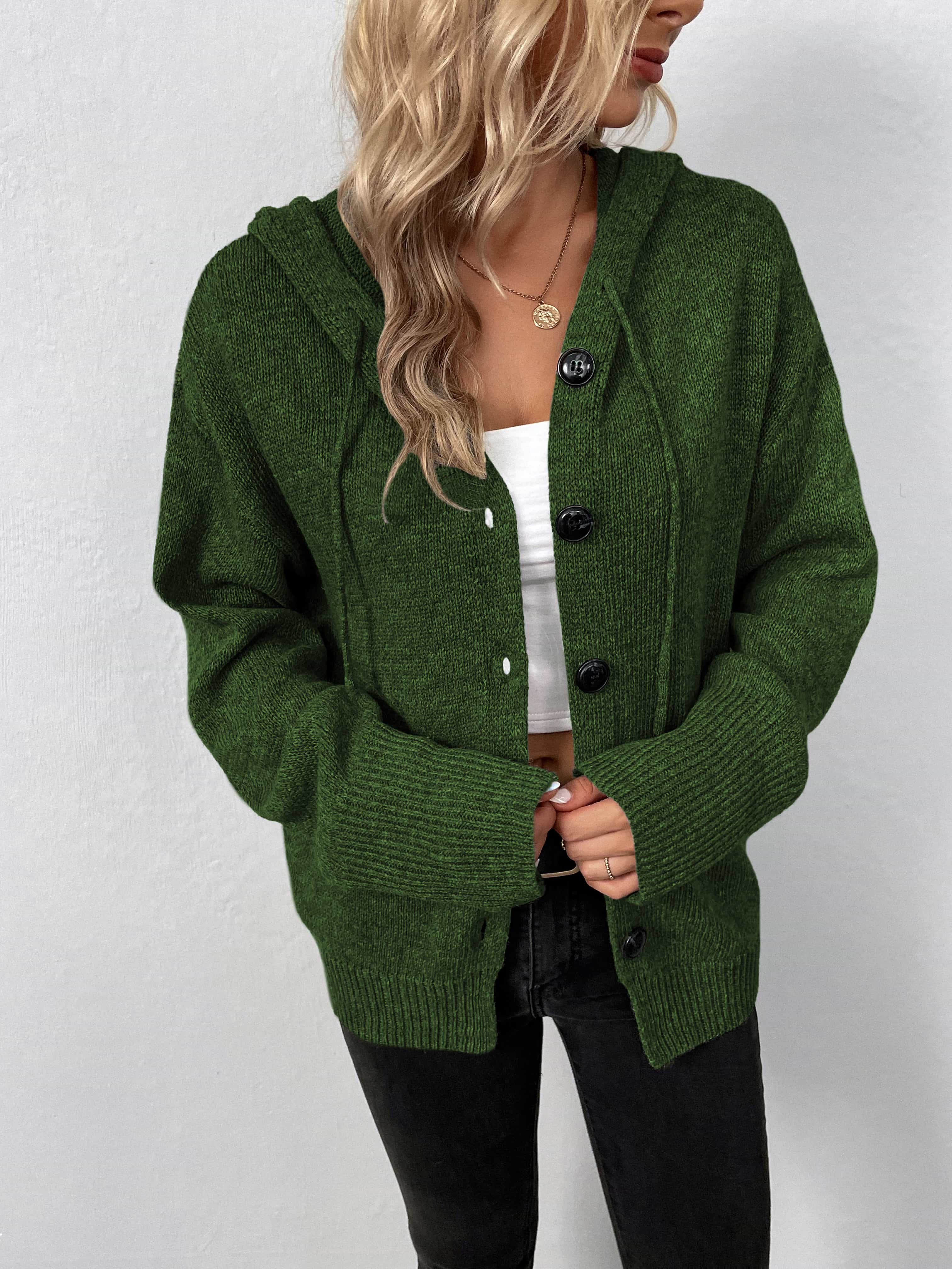 Button - Down Long Sleeve Hooded Sweater | Trending Chic NZ