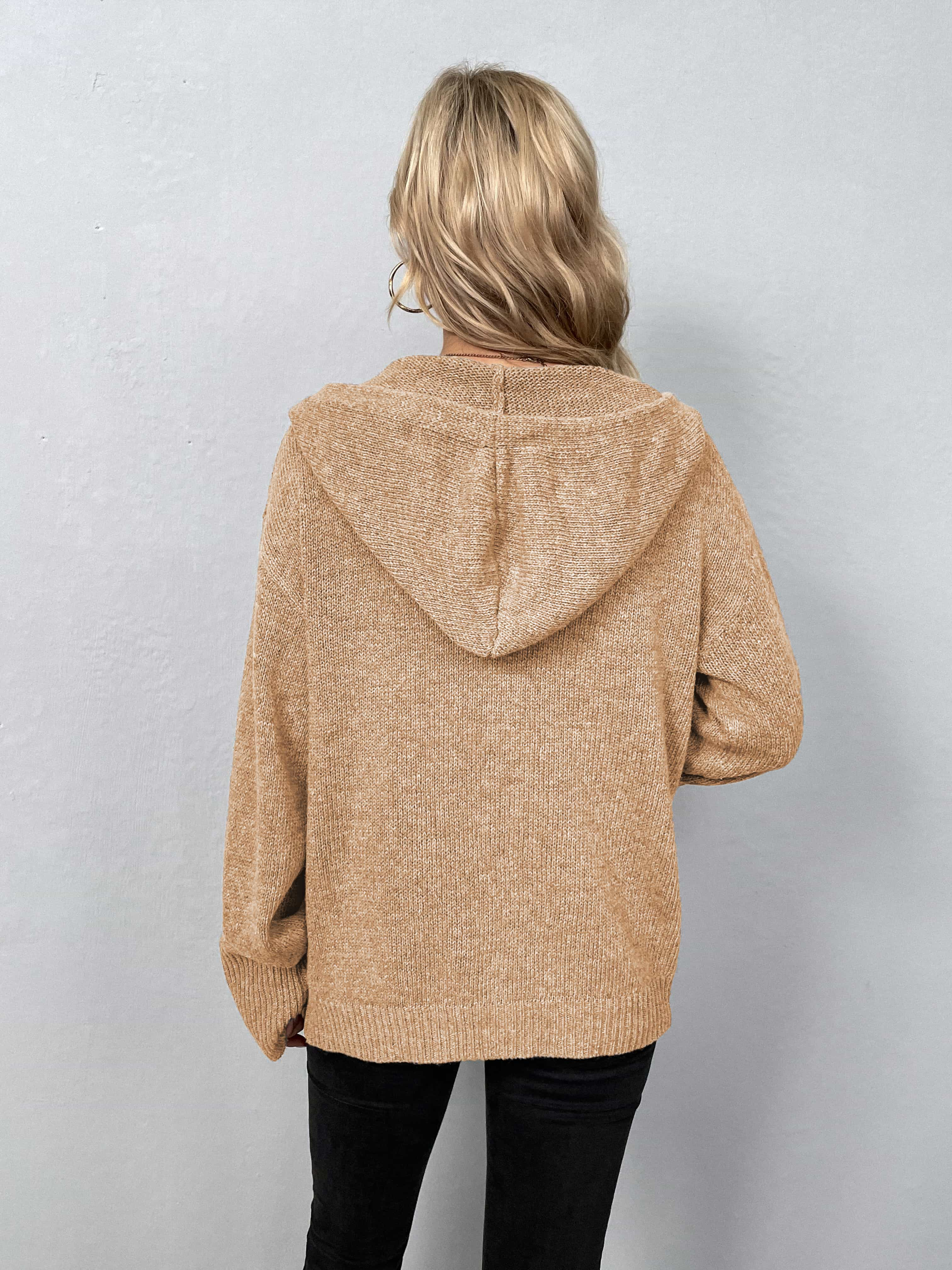 Button - Down Long Sleeve Hooded Sweater | Trending Chic NZ