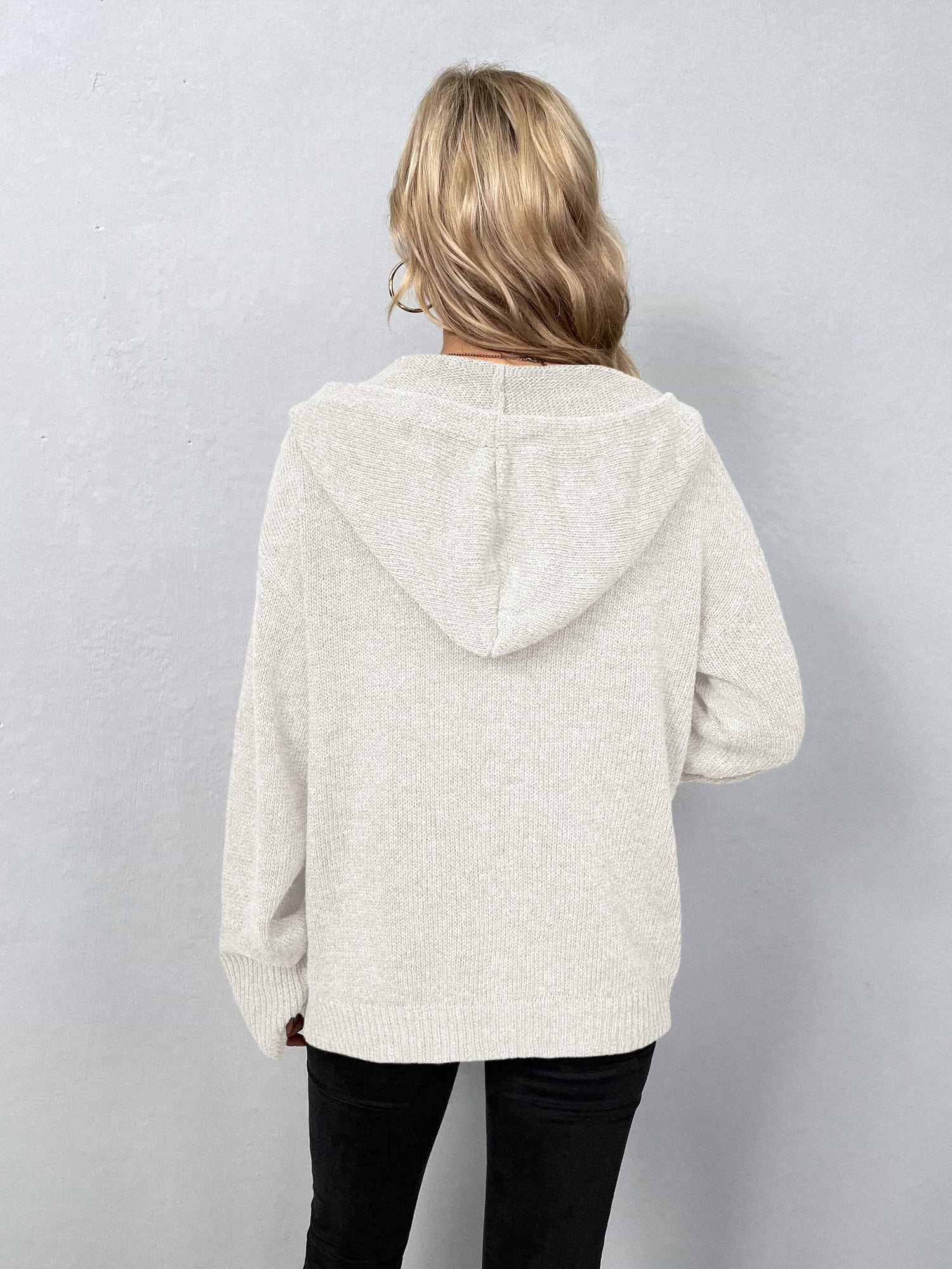 Button - Down Long Sleeve Hooded Sweater | Trending Chic NZ