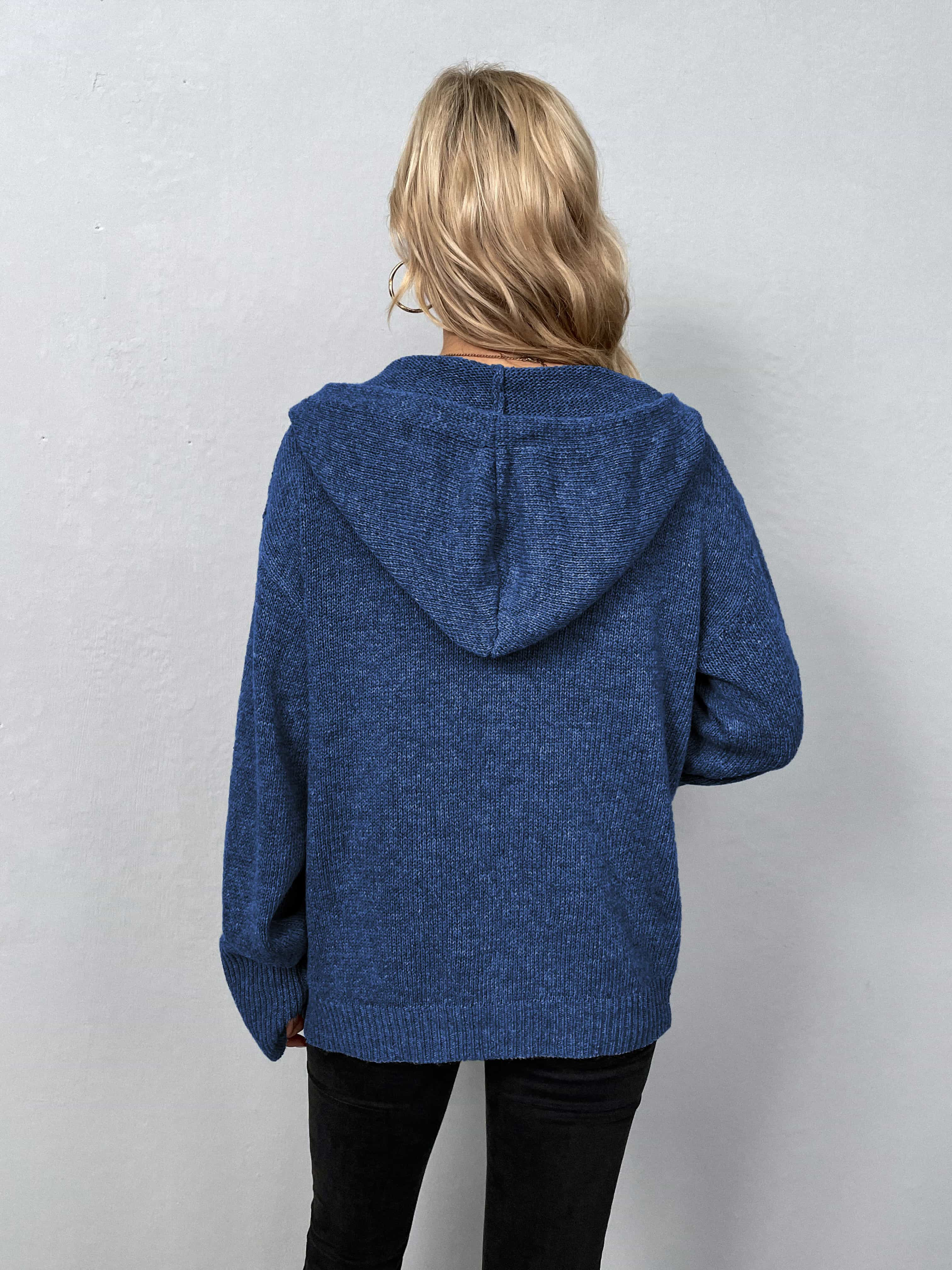 Button - Down Long Sleeve Hooded Sweater | Trending Chic NZ