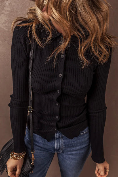 Button Up Collared Neck Cardigan | Trending Chic NZ