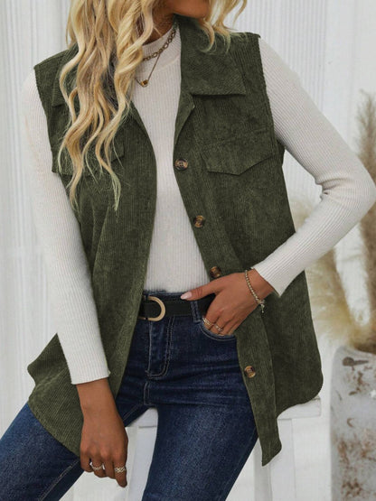 Button Up Collared Neck Vest Coat | Trending Chic NZ